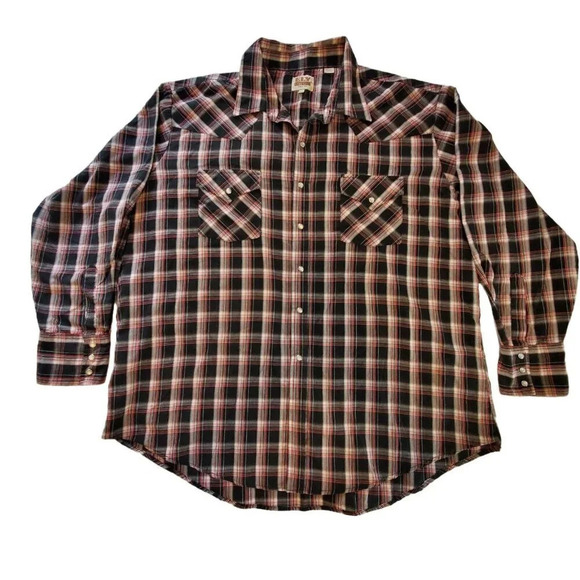 ELY CATTLEMAN Men's 2XL Long Sleeve Plaid Western Shirt, Pearl Snap, XXL  14119 - Picture 1 of 14